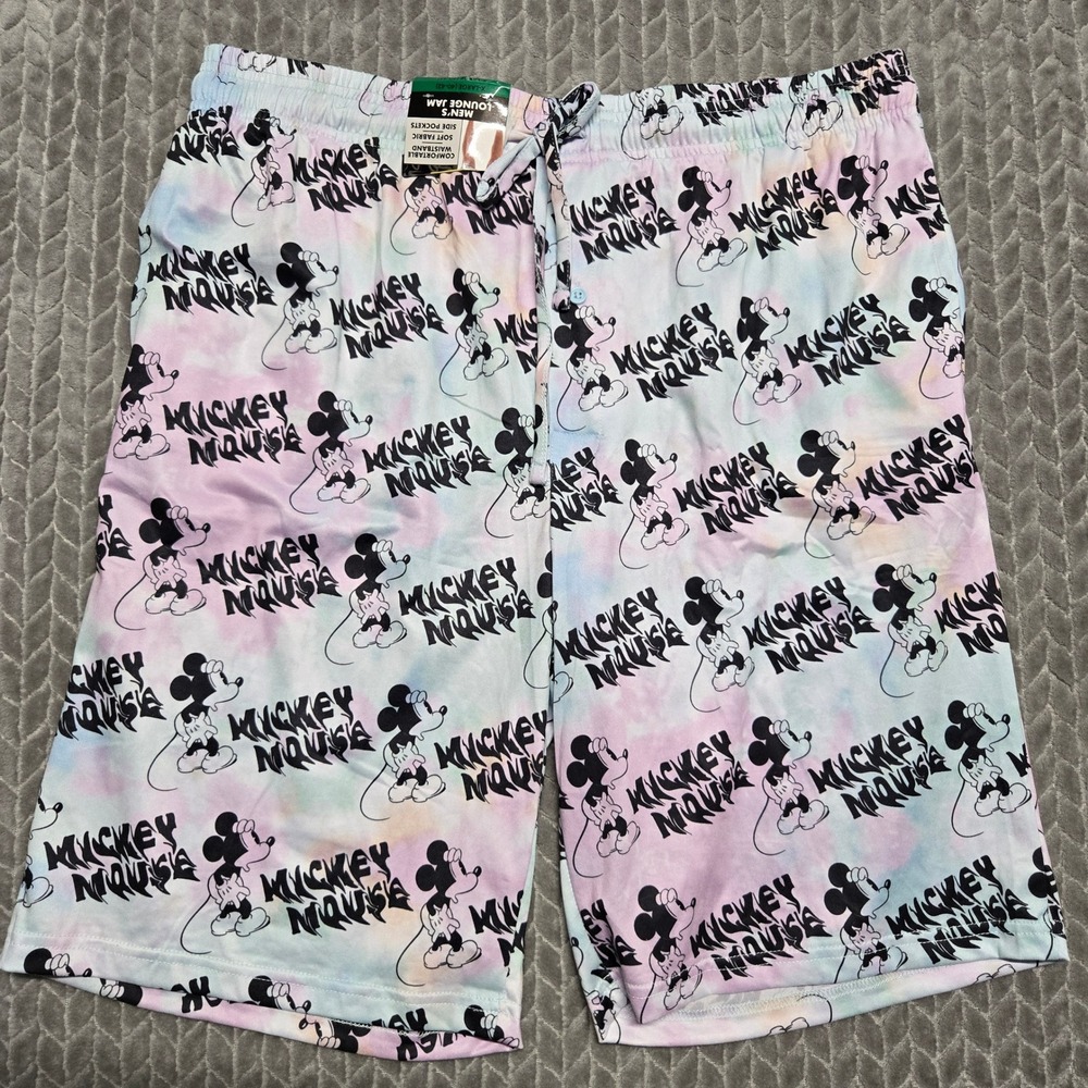Disney Mickey Mouse Mens Lounge Jam Shorts Tie Dye Pastel‎ XL 40-42 New